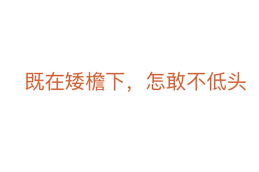 既在矮檐下,怎敢不低头
