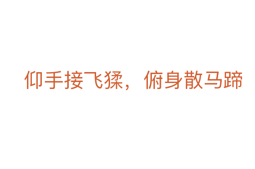 仰手接飞猱,俯身散马蹄