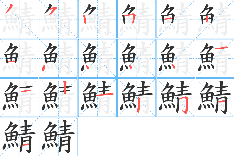 鯖的笔顺分步演示